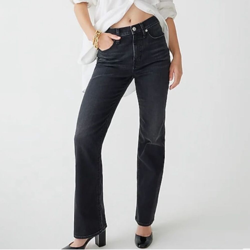 J.Crew High Rise Slim Demi Boot Jeans Charcoal Wash Dark Flare Leg Denim sz 33